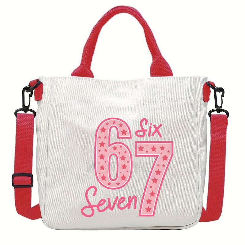 Steal a Brainrot 67 Unicorn Printed Student Crossbody Bag Casual Canvas Shoulder Bags