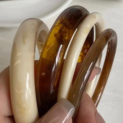 4er Set Elegante Retro-Armbänder - Modisches und Schlichtes Design, Damenmodeschmuck, Acryl, Keine Beschichtung oder Einlegearbeiten, Geeignet für den Alltag