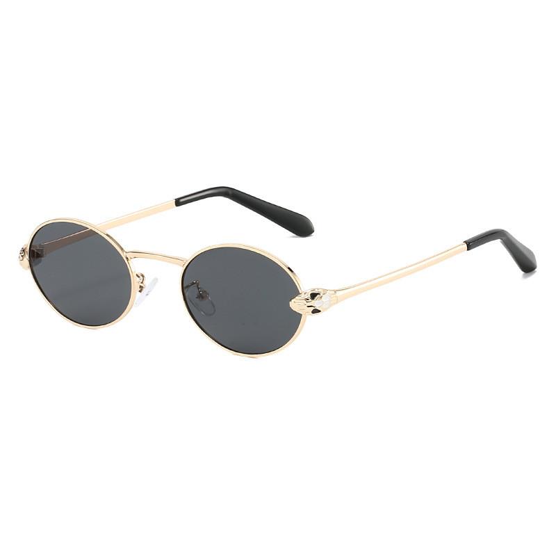 

Vintage Metal Frame Oval Sunglasses With Uv400 Protection For Outdoor Sports And Fashion GoldFrameGrayLens