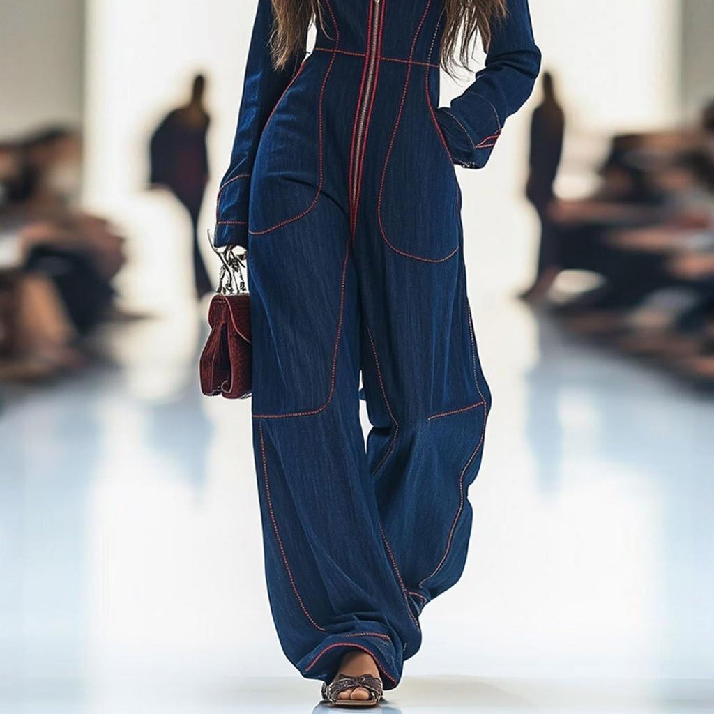 Women's Form-fitting Casual Solid Color Large Pocket Jumpsuit