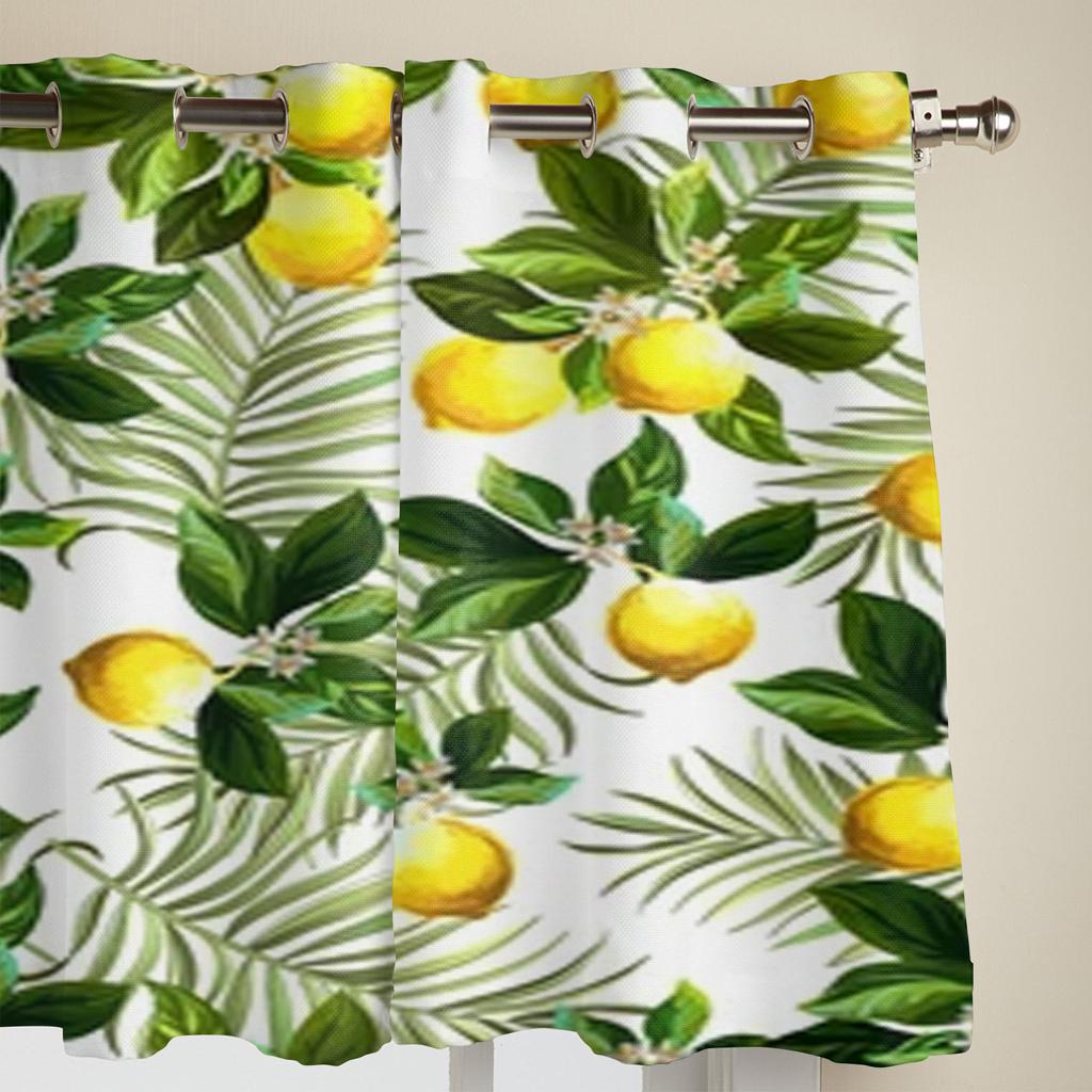 Ručně kreslené citronové okenní závěsy do obývacího pokoje, ložnice, luxusní moderní kuchyňské závěsy, látkové závěsy