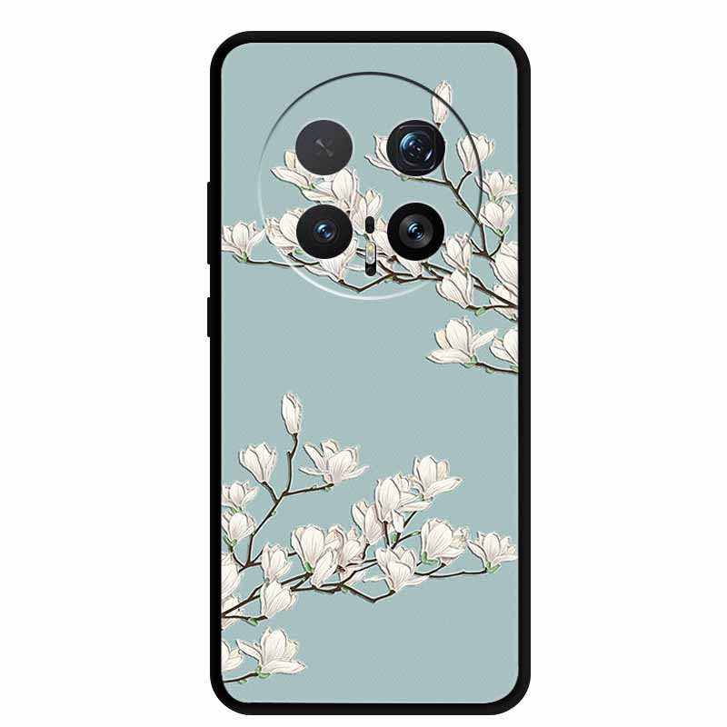 6.71" For Honor Magic8 Pro 5G Case 3D Emboss Relief Flower Black Silicone Soft Back Cover Case For Honor Magic 8 Pro Case Shells
