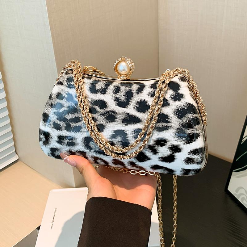 

Маленькие леопардовые полумесяцы сумки-мессенджеры для женщин акриловые ПВХ чемоданы роскошные металлические сумки через плечо