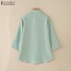 ZANZEA Women Turn Down Collar 3/4 Sleeve Loose Embroidery Blouse