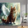 Angel Cat Waterproof Mildew-Resistant Shower Curtain - Magical Design for a Whimsical Bathroom Décor Experience