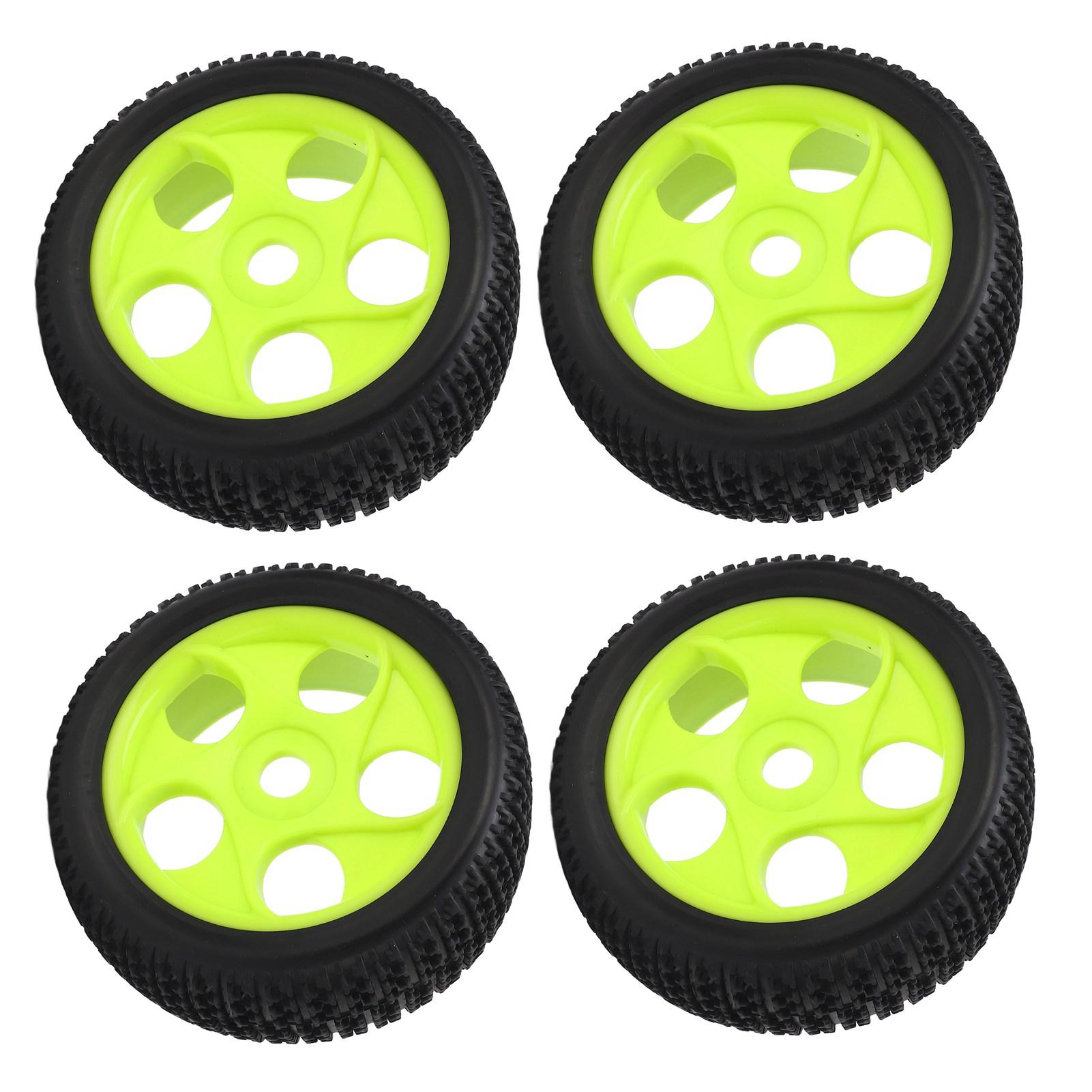 

4Pcs RC Tires 5 Holes 17mm Hex Diameter Sturdy Green RC Wheel Rims Tires For Traxxas 18 RC Car