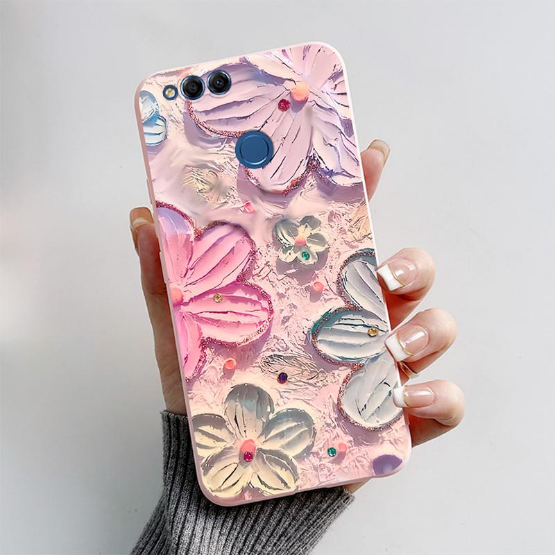 For Honor 7X Case Matte Cover Honor7X 7 X Soft Silicone Cute Cat Cartoon Case For Huawei Honor 7X BND-L21 BND-L22 BND-L24 Coque