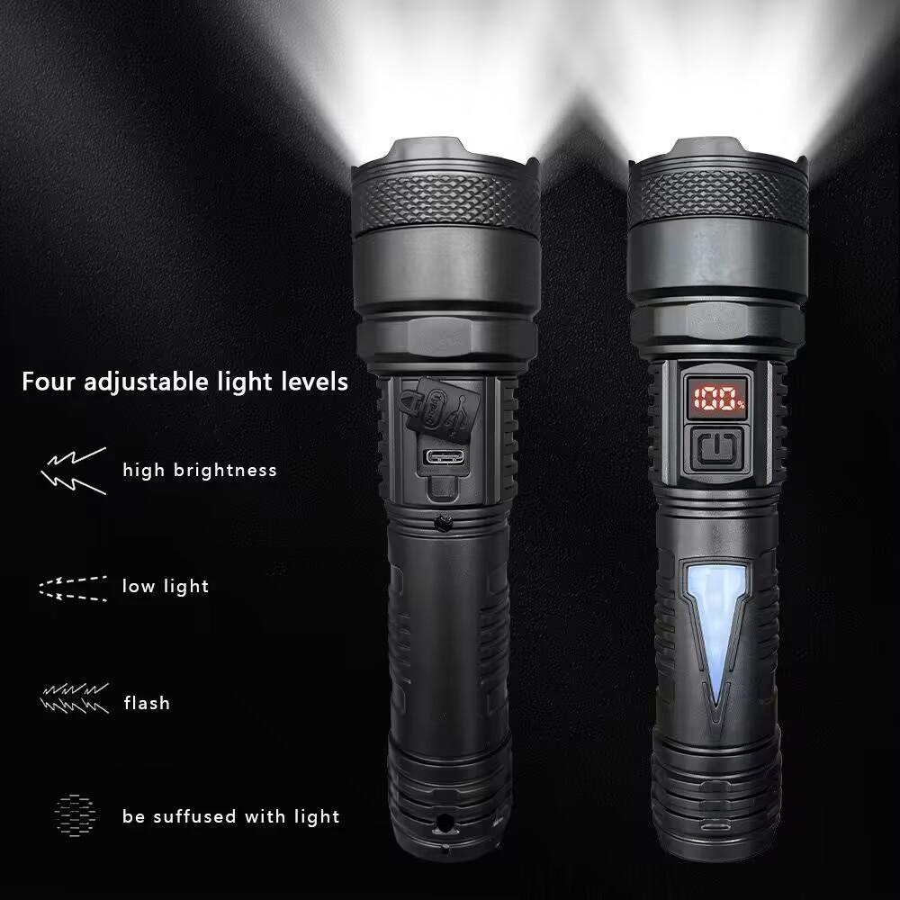 High Power Led Flashlight 7 Lamp Beads with Side Light Super Bright USB Rechargeable Torch Outdoor Camping Fishing Lamp