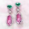 3A Zircon Pink Element Imitation Crystal Earrings, Simple Temperament Long Women'S Earrings