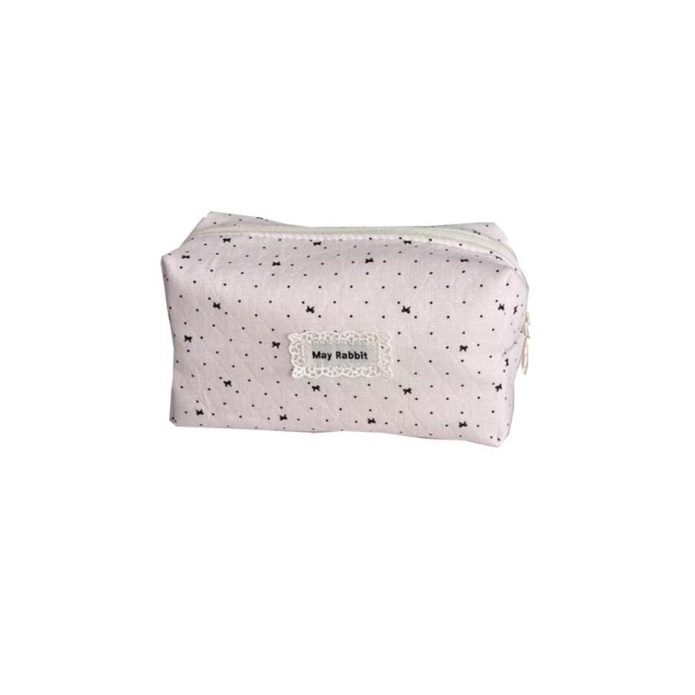 Polka Dot Pencil Case Canvas Storage Bag Cute Pen Pouch Student