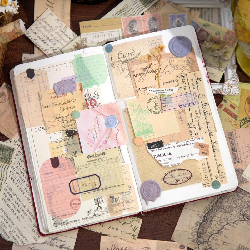 45 Pcs/pack Vintage Inviscid Decorative Paper DIY Scrapbooking Material Paper Hand Made Junk Journal Background Paper