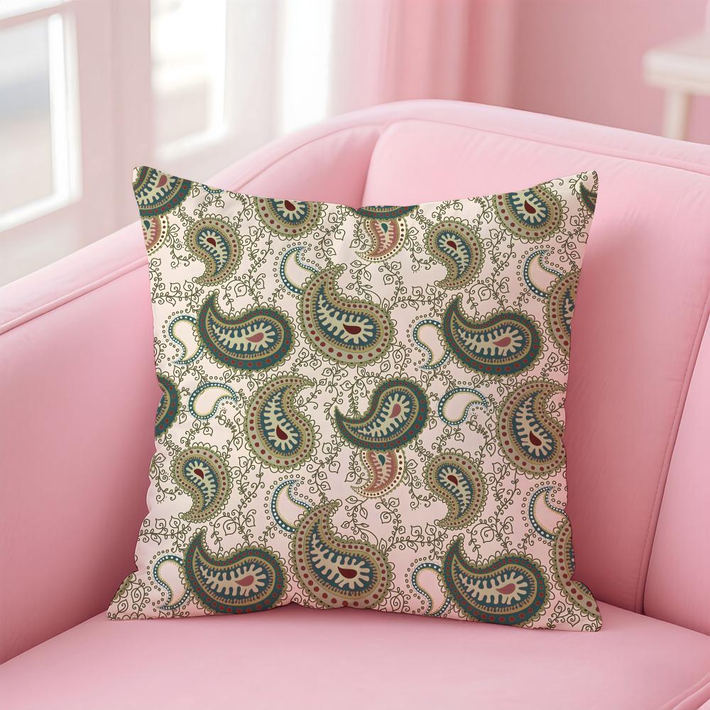 Classic Luxury Paisley Walnut Flower Pattern Cushion Cover Pillowcase Short Plush Invisible Zipper Room Sofa Cushion Cover