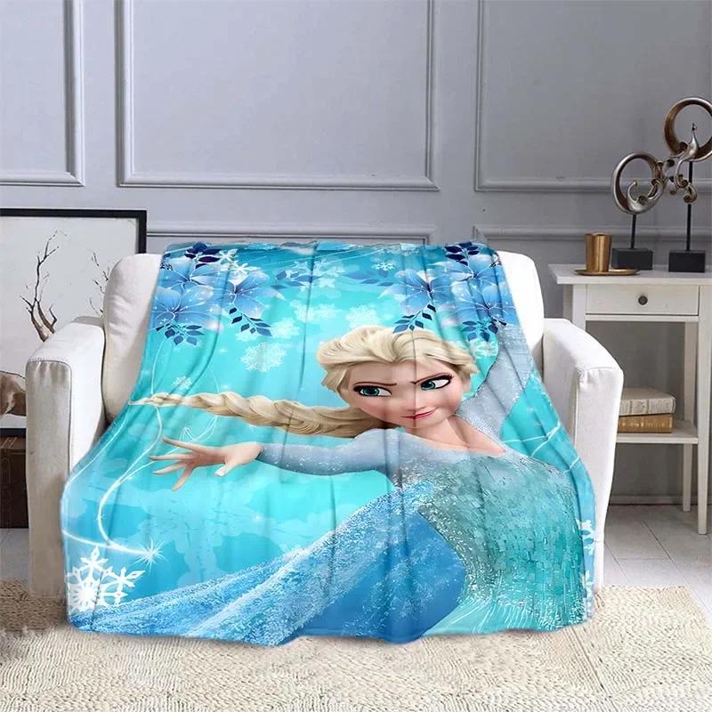 Disney Frozen Elsa Princess Blanket for Sofa King Size Cute Soft Flannel Throw Fluffy Bed Blanket New Born Winter Blanket Gift