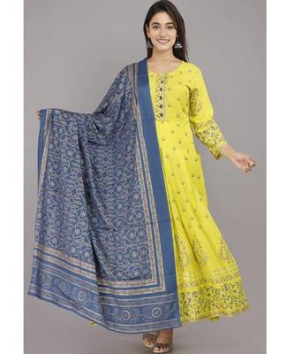 Party Wear Women Viscose Rayon Kurta Dupatta Set Indian Bollywood Ethnic Anarkali Gown Kurti