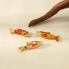 Luxury Enamel Koi Fish Pendant Necklace with Movable Stainless Steel Accents
