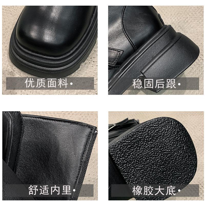 Fashion temperament brown thin British style platform Martin boots women's 2025 new autumn small thick heel short boots