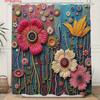 Colorful 3D Floral Patterned Shower Curtain Bright Flowers Textured Fabric Bathroom Decor With Hooks For Bathtub Wall Art