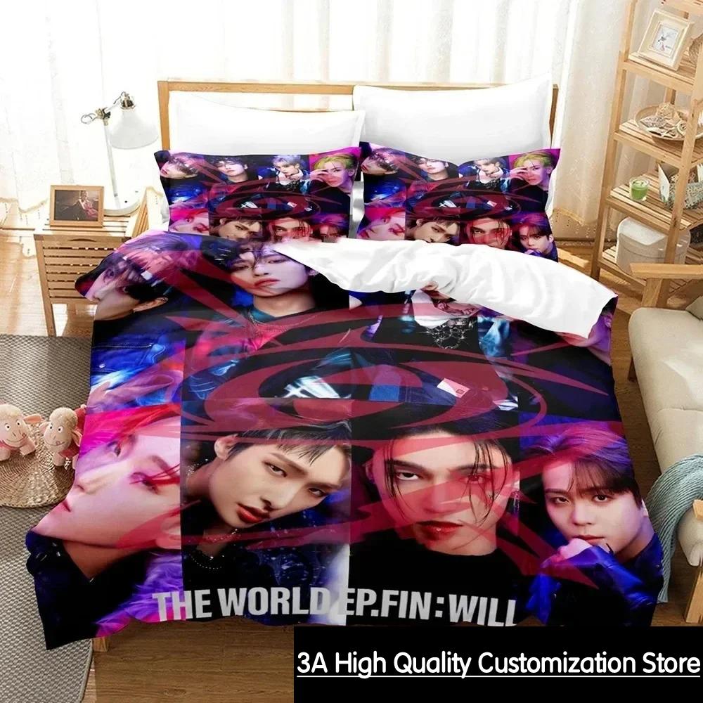 El Mundo Ep.fin Will ATEEZ Juego de Ropa de Cama Funda Nórdica Juego de Cama Funda de Colcha Funda de Almohada Edredón tamaño King Queen Ropa de Cama para Niños Adultos