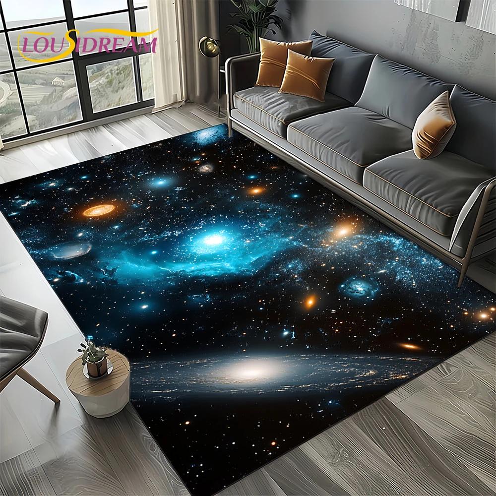 Universe Space Stars Black Hole Galaxy Earth Milky Way Carpet Rug for Living Room Bedroom Sofa Decoration,Non-slip Floor Mat