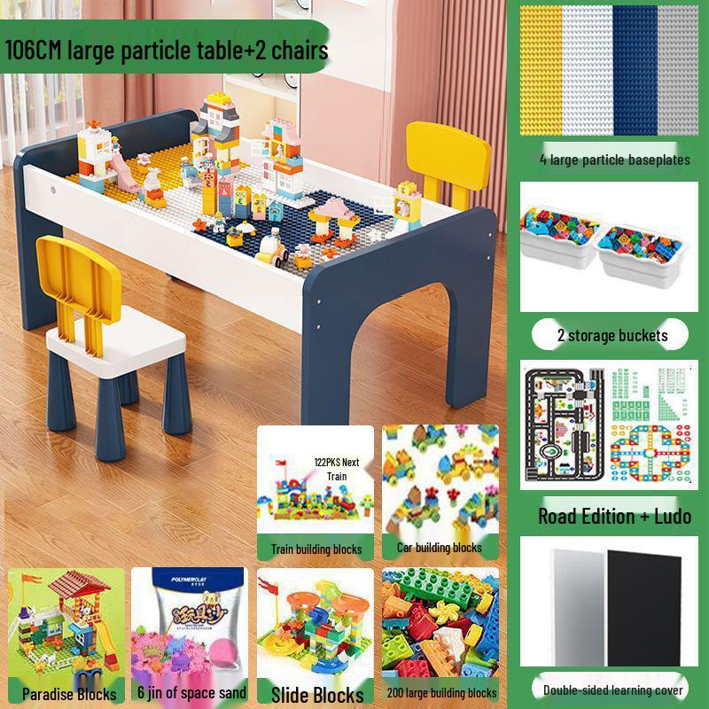 Children's Multifunctional Toy Table with Large Building Blocks