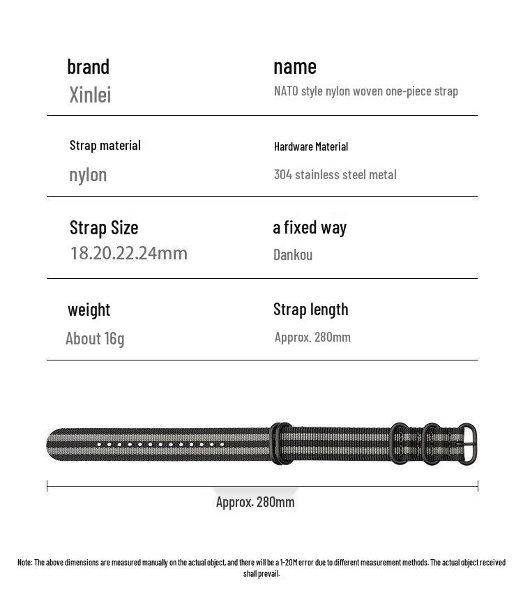 Bracelet de Montre NATO en Nylon Épaissi Xinlei - Bracelet Universel en Toile Tissée 20/22mm