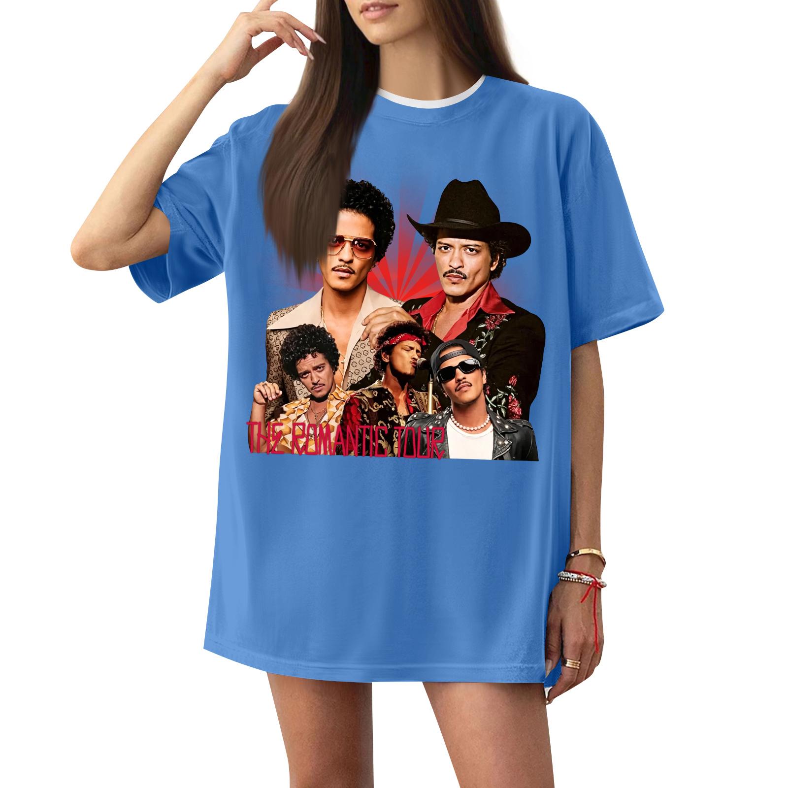 

Women s Casual Printed T-Shirt Round Neck Pullover Short Sleeve Top S синий