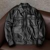 Men's Genuine Leather Turn-Down Collar Jacket - Short Style Cowhide Texture with Cotton, Plus Size - Ideal for Autumn & Winter