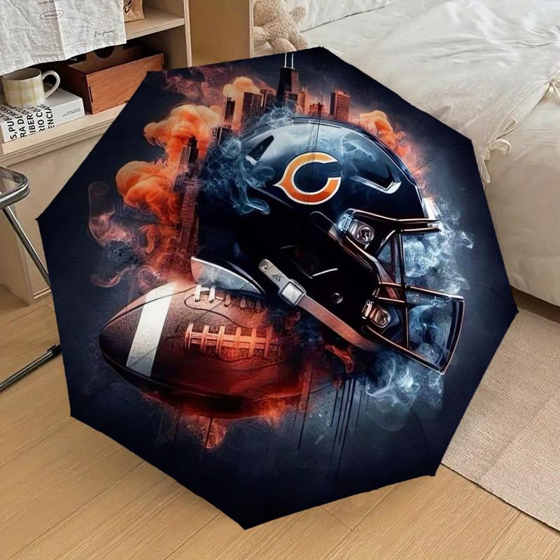 1pc Chicago Bears Helmet Artwork Umbrella with Plastic Handle,Suitable for All Seasons Home Travel Outdoor UmbrellaDD451