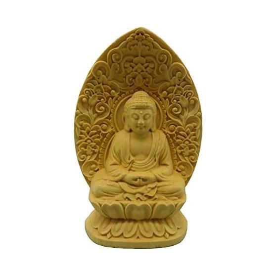 No-brand item, protection principal image, wood carving, mini Buddha statue (Amida Nyorai)