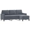3 Seater Sofa with Footstool Dark Grey 180 Cm Velvet