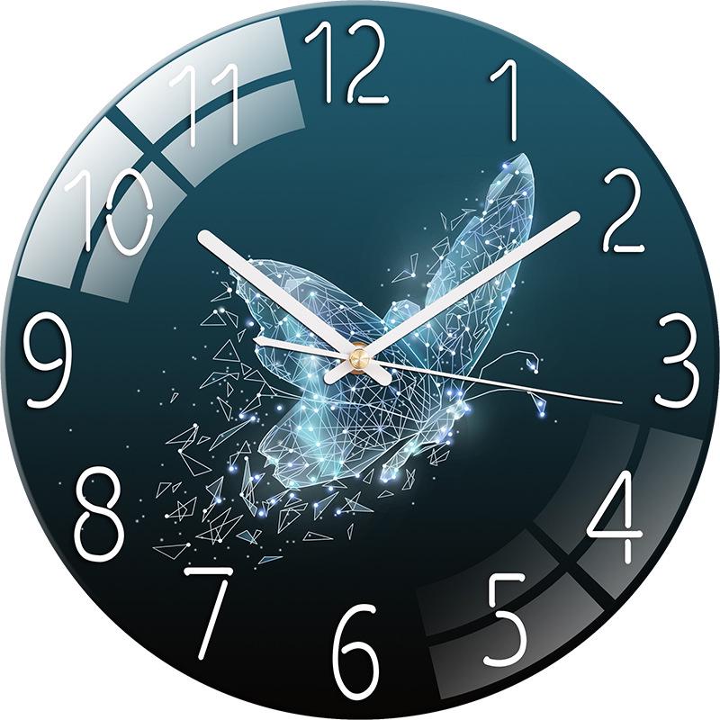 Modern European Silent Quartz Wall Clock - 30cm Glass Design for Living Room or Bedroom