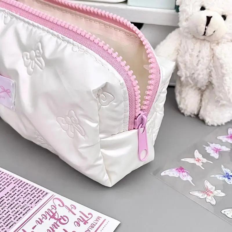 1pcs Creative Pink Bow Pencil Case Large Capacity Storage Pencil Bags Multi-Functional Stationery Organizer Bag