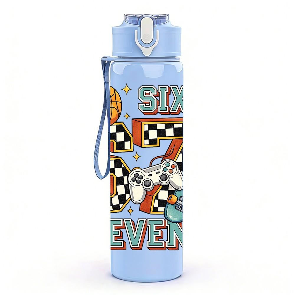 1PC Six Seven Basketball Theme Art 750ml Color Plastic Sports Water Bottle Leakproof Flip Straw Lid Suitable for Sports Office Home Use