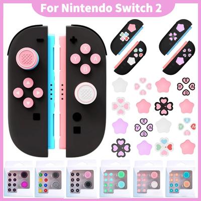 Silicone Soft D-pad Cross Button ABXY Key Sticker Skin Case For Nintendo Switch 2 Joy-Con Thumb Stick Grip Cap Cover For NS 2