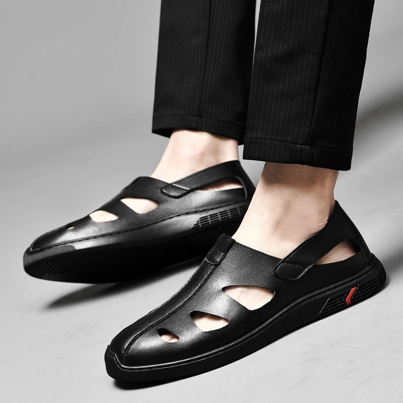 Summer Genuine Leather Men Sandals Fashion Newest Roman Sandals Handmade Men Casual Shoes Breathable Loafers Men'S Beach Sandals