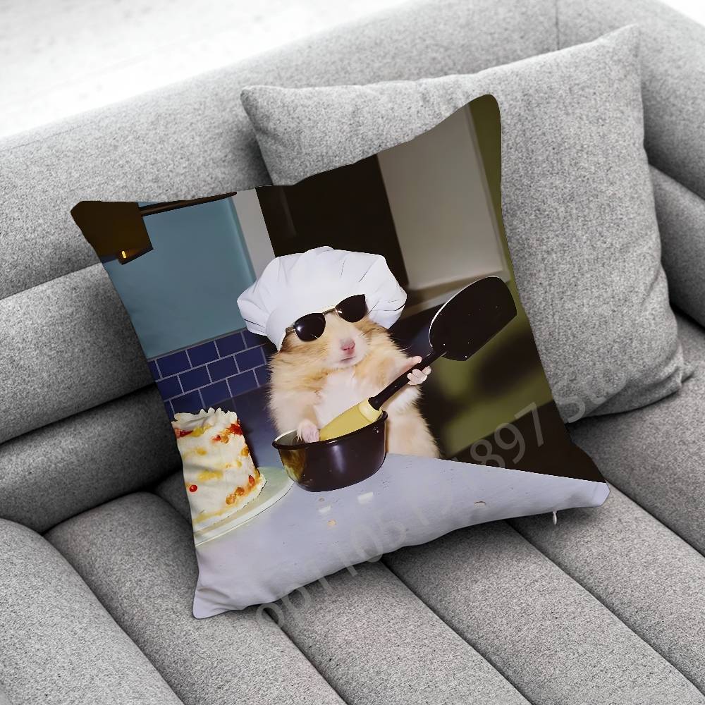 Funny Sad Hamster Meme Throw Pillow Case For Square Bedroom Pillowcase Cover
