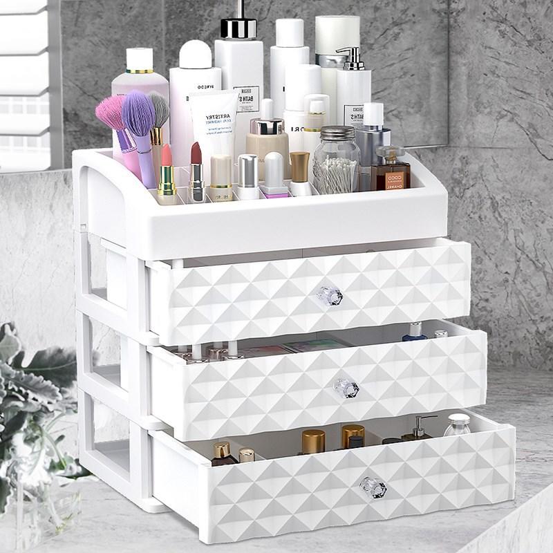 Cosmetics Storage Box Three Layer Drawer Makeup Organizer Jewelry Desktop Lipstick Container Nail Oil Beauty Cosmetic Hot | Makeup Organizers