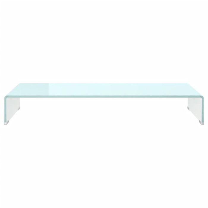 VidaXL Meuble TV / pour moniteur 90 x 30 x 13 cm Verre Blanc