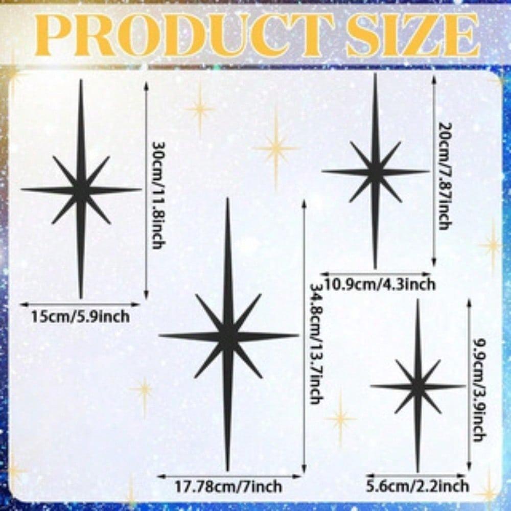 

4PC Metal Star Wall Art Sculpture Home Decor Christmas Halloween Gift TY6530-01-black разноцветный