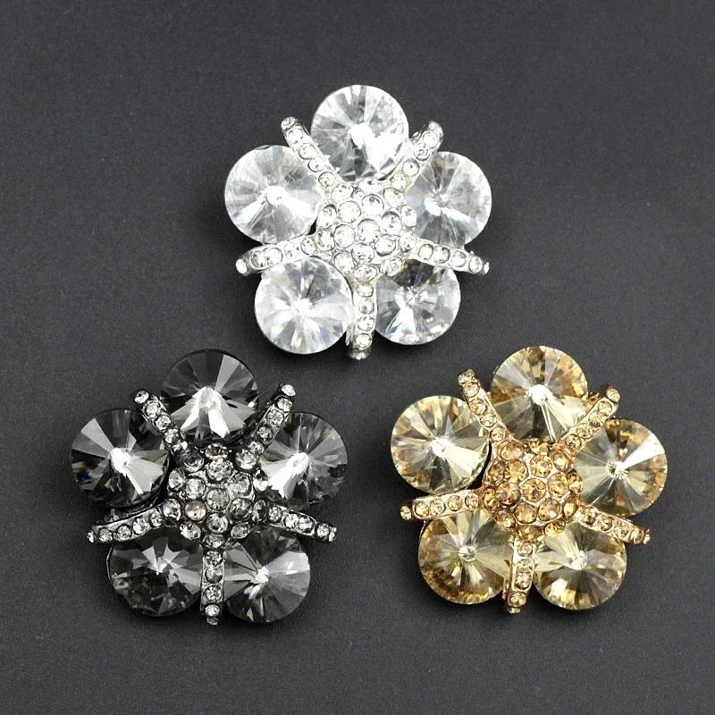 1pcs High-grade Rhinestone Metal Buttons for Needlework Fur Collar Sewing Metal Embellishment Buckle