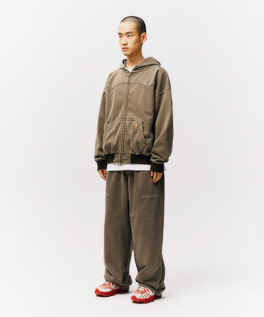 Physical Department Pigment Washed Work Zip-Up Hoodie_Dark Pink