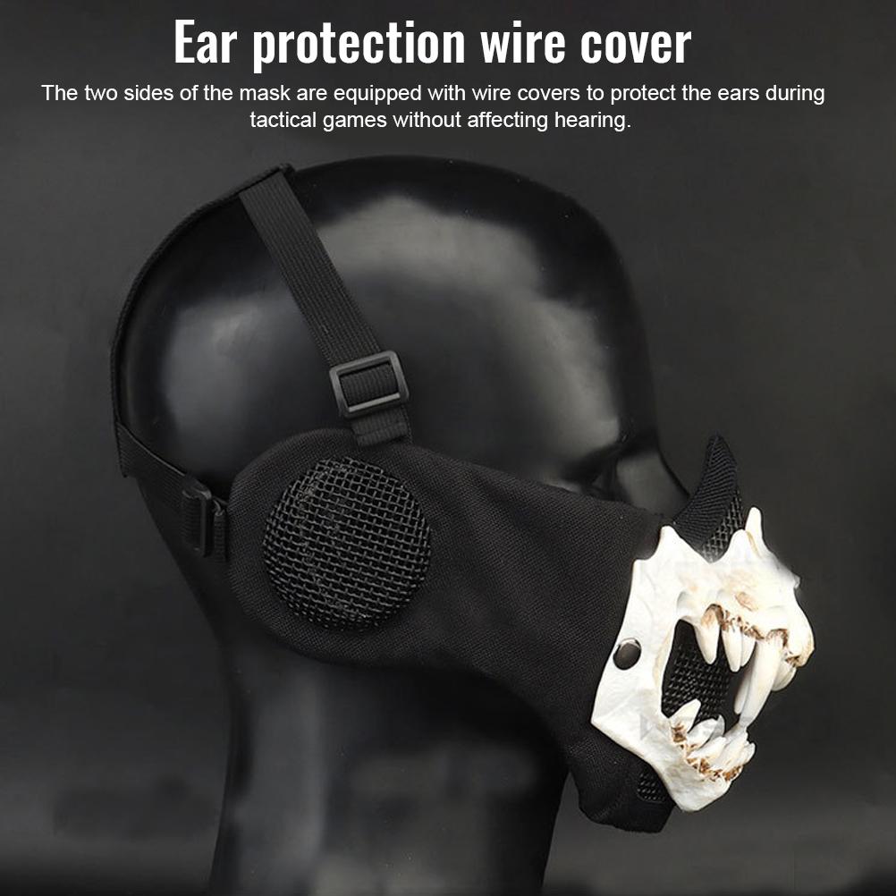 Outdoor Cycling Skeleton Ear Protection Half Face Cover Halloween Fangs Scary Horror Costume Props