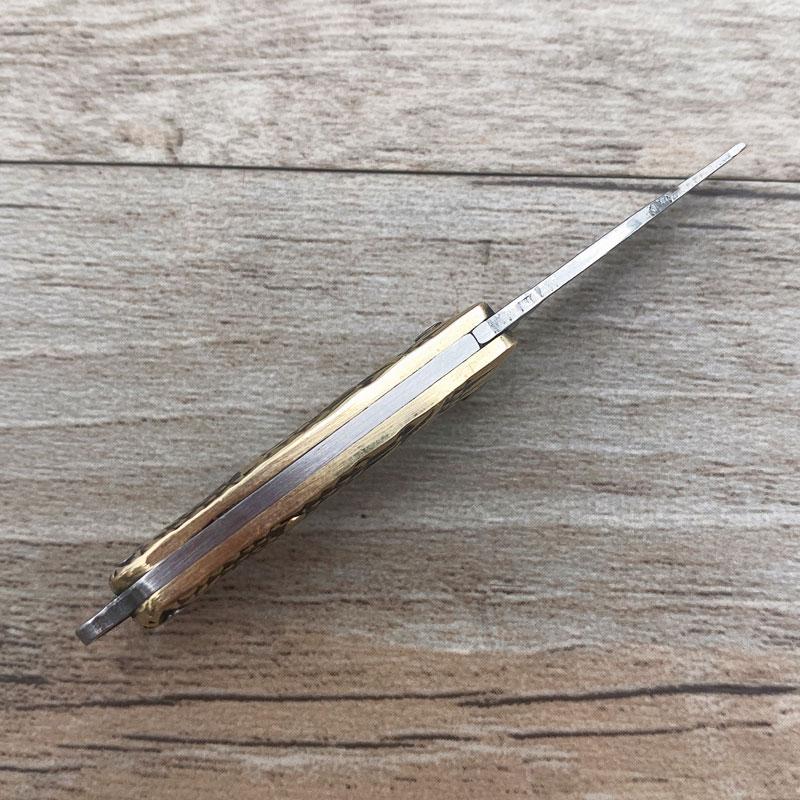Brass Handle Steel Blade Outdoor EDC Portable Multi Cutter Knife Kitchen Gift Small Mini Pocket Folding Key Ring Knife Utility