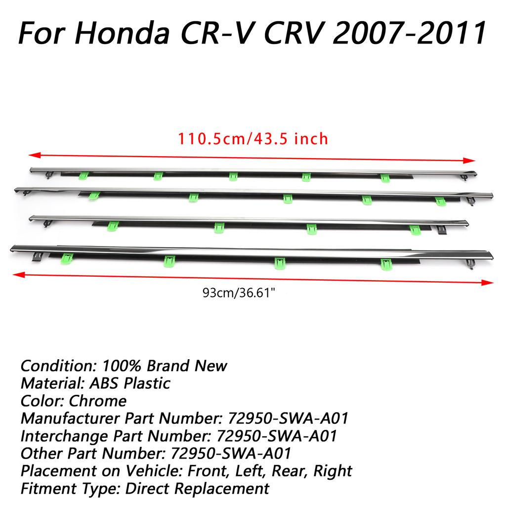 4x Auto Raamlijst Sierstrip Weerstrips Afdichting Past Voor Honda CR-V CRV 2007-2011