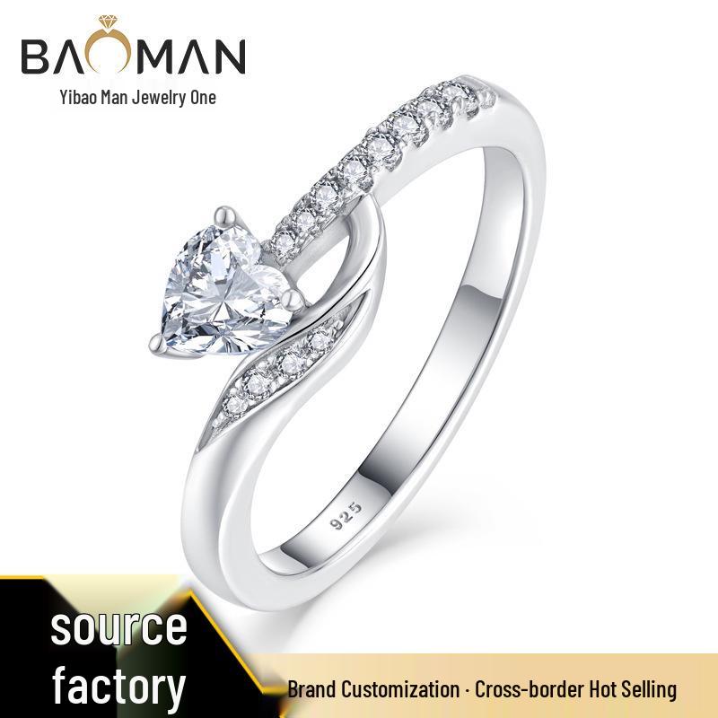 Geometric Heart Zirconia S925 Sterling Silver Ring - Simple Fashionable Jewelry