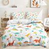 Cartoon Little Dinosaur Three-Piece Digital Printing Duvet Set Suitable For Children'S Bedroom Decoration