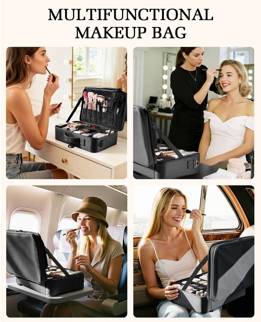Luxspire Makeup Cosmetic Makeup Brush EVA Makeup Cosmetic Makeup with Shoulder Professional Divided Adjustable Functional Large Shock Cosmetic Storage