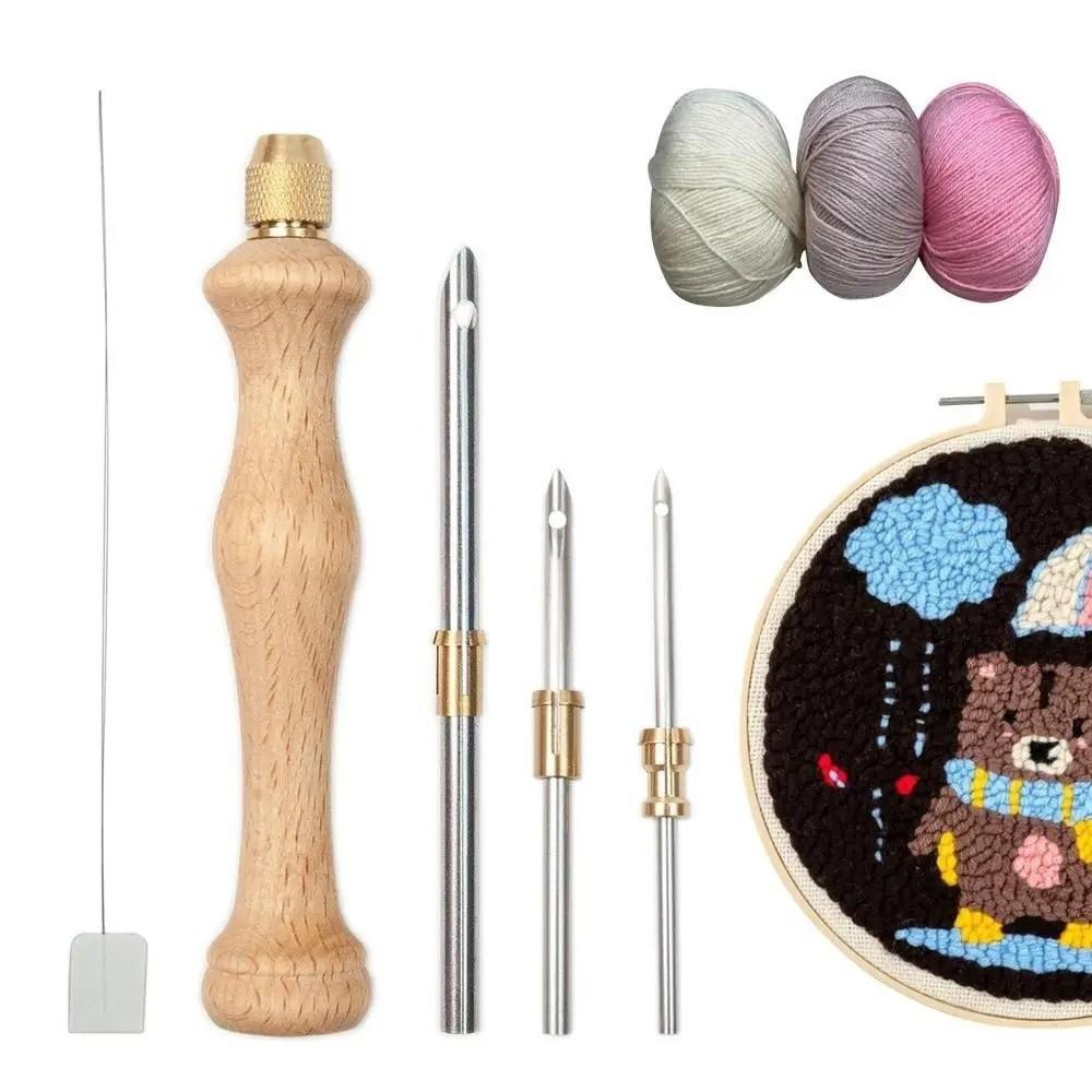 Wooden Handle Embroidery Stitch Pen 2.5mm/3.5mm/5mm Punch Stitching Kit  Sewing