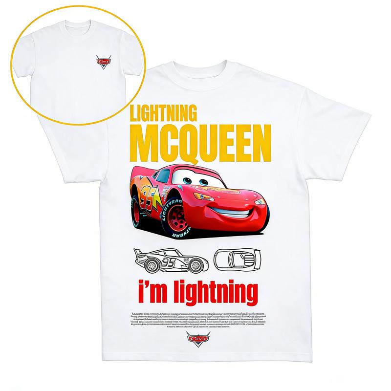 

Fun Lightning Mcqueen and Sally Cars TShirt Unisex Women Love Gift for Couple Boys Girls Cotton Fans Gift Tops Clothing 4XL