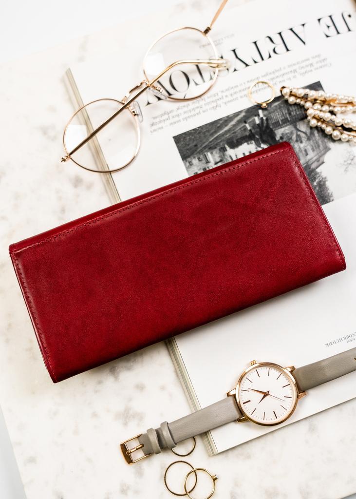 Women's leather wallet PTN 1680133-TVT-6561 Red